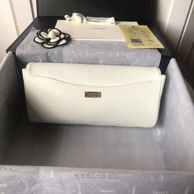 Chanel女包 AS0082 2019vintage早春新款 香奈兒翻蓋女包 白色 香奈爾鏈條斜挎包  djc2566